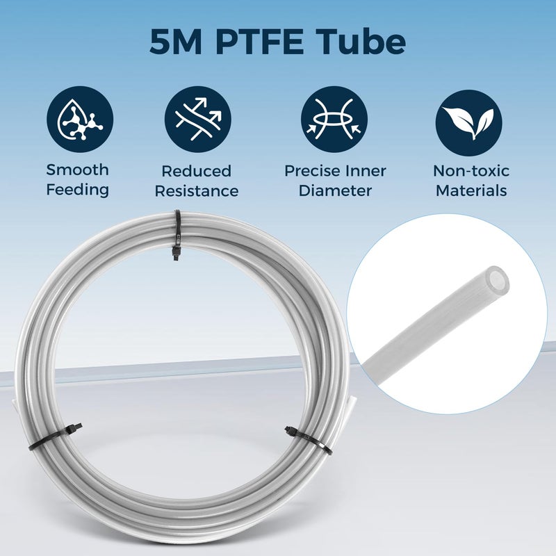 Sovol PTFE Tube 2.5mm ID 4mm OD, Length 5M/16.4ft, with 2 Couplers & Tubing Cutter for Bambu lab X1/ X1C/ P1P/ P1S/ A1/ A1 Mini, Prusa MMU3, Creality K1 Max/Ender 3 V3 & Direct Drive 3D Printer, Gray - Image 2